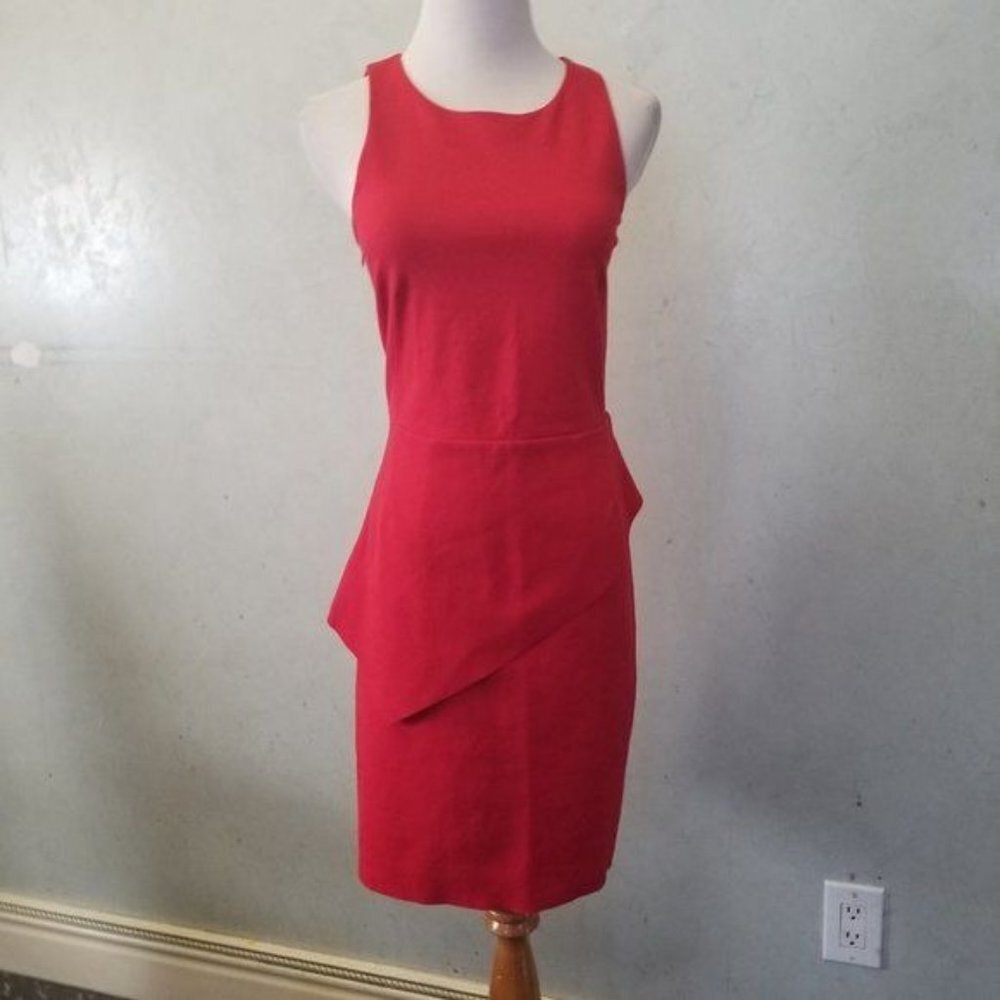 $195 Pure Navy red sleeveless Open Back Overlay dress women's size 2 (267)